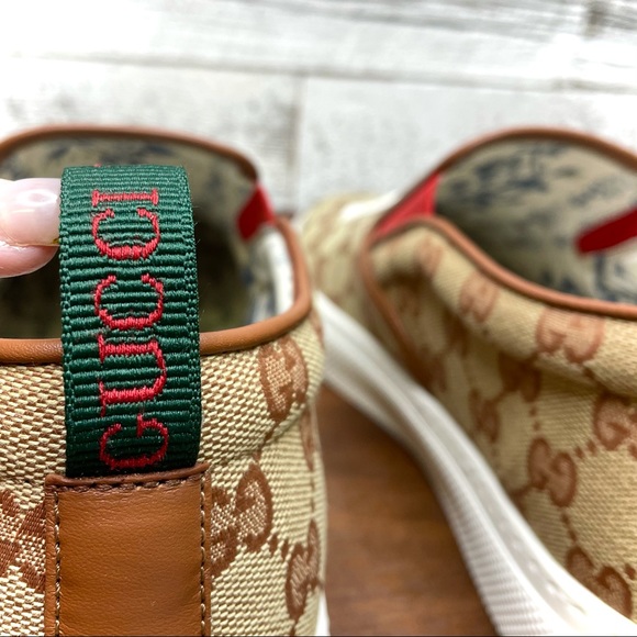 Gucci Yankees Beige GG Logo Slip On Sneakers Shoes - Picture 8 of 16